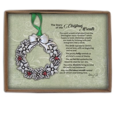 Ornament-Christmas Wreath w/Story Card & Gift Box