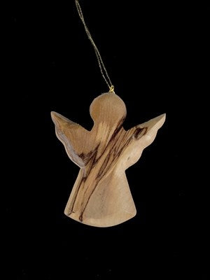 Ornament-Olive Wood-Thick Cut Angel (2.5")