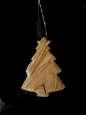 Ornament-Olive Wood-Thick Cut Christmas Tree (2.5")