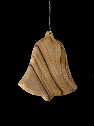 Ornament-Olive Wood-Thick Cut Bell (2.5")