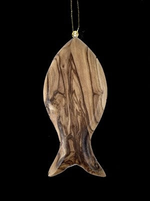 Ornament-Olive Wood-Thick Cut Fish (2.5")