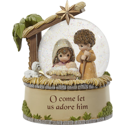 Snow Globe-Musical Nativity/Oh Come All Ye Faithful (7.25")