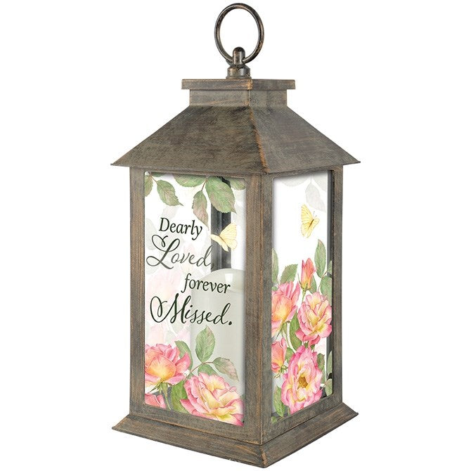 Lantern w/LED Candle & Timer-Dearly Loved (13" x 5.5" x 5.5")