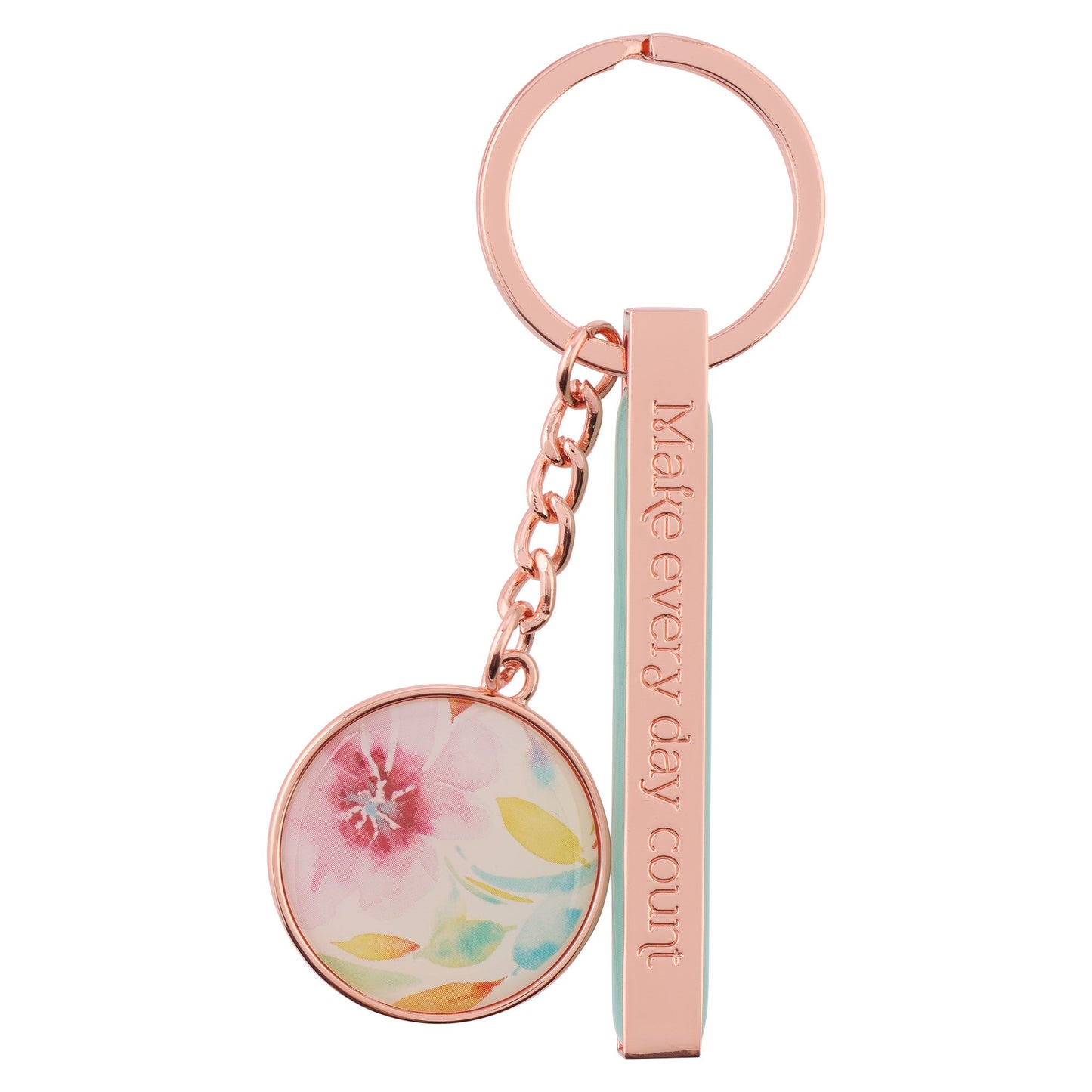 Keyring in Tin-Pink Daisies/Make Every Day Count