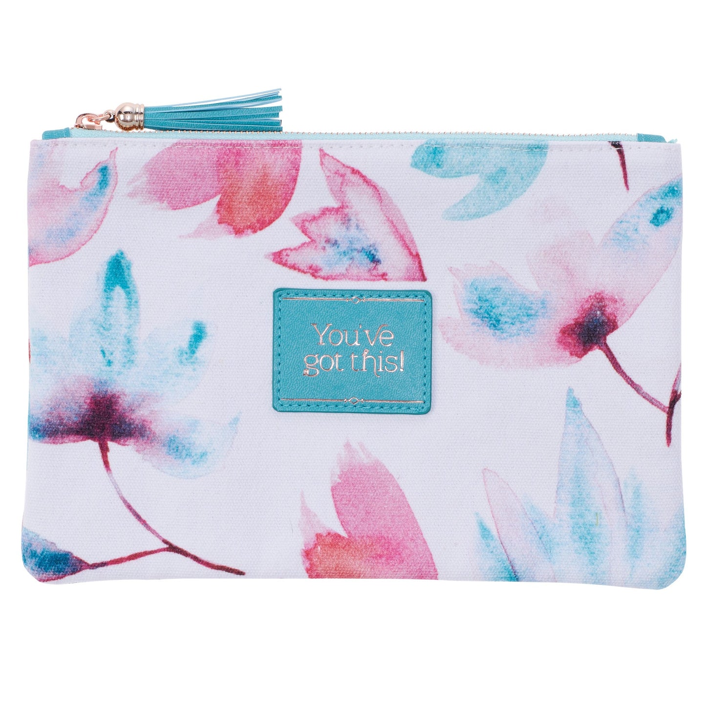 Zipped Pouch-Canvas-Pink Petals/You've Got This