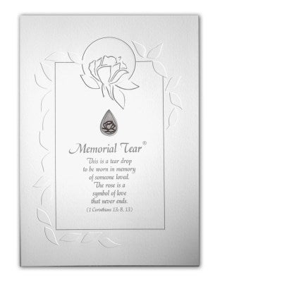 Memorial Tear Sympathy Card w/Pewter Pin