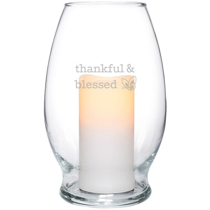 Hurricane Candle-Flameless Flicker-Blessed w/Timer (7" x 4.375")