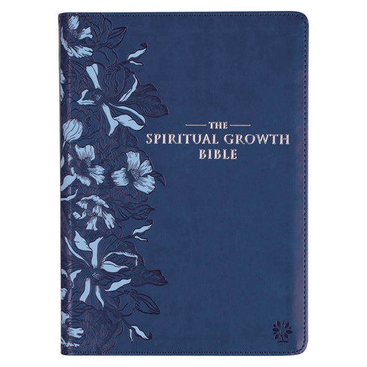 NLT Spiritual Growth Bible-Navy Faux Leather Indexed