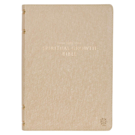 NLT Spiritual Growth Bible-Pearl Taupe Faux Leather