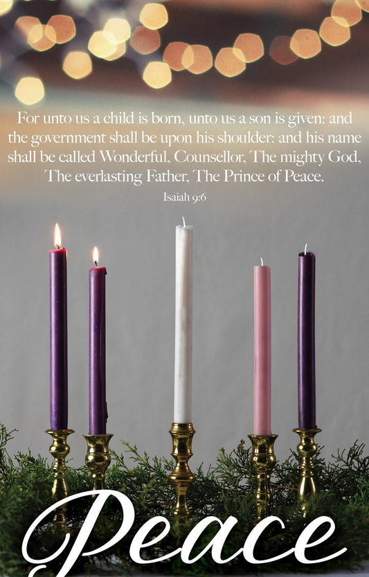 Bulletin-Advent Week 2: Peace (Isaiah 9:6) (Pack Of 100)