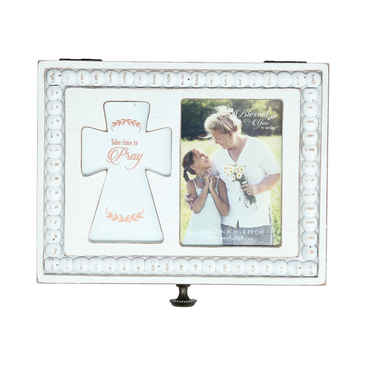 Prayer Box Holds Photo w/Prayer Card-Take Time To Pray (6.5" x 5"x 3")