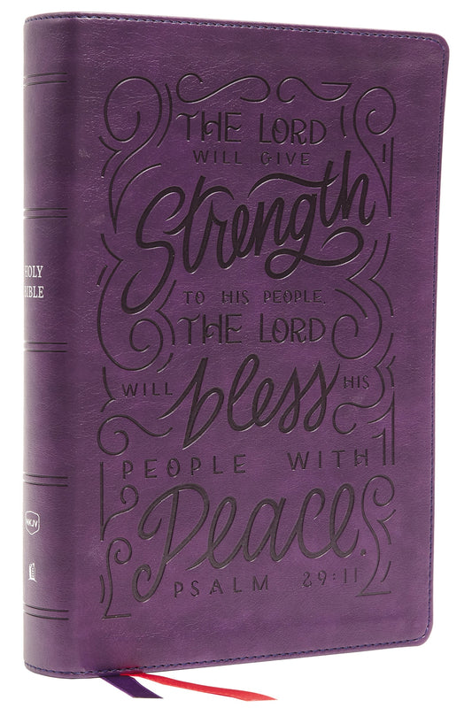 NKJV Giant Print Center-Column Reference Bible  Verse Art Cover Collection (Comfort Print)-Purple Leathersoft