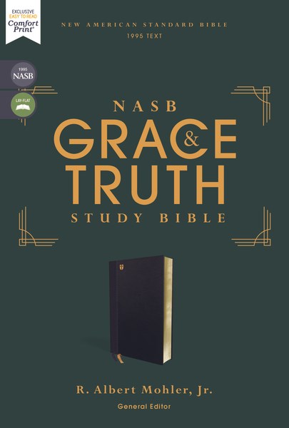 NASB The Grace And Truth Study Bible (Comfort Print)-Navy Leathersoft Indexed