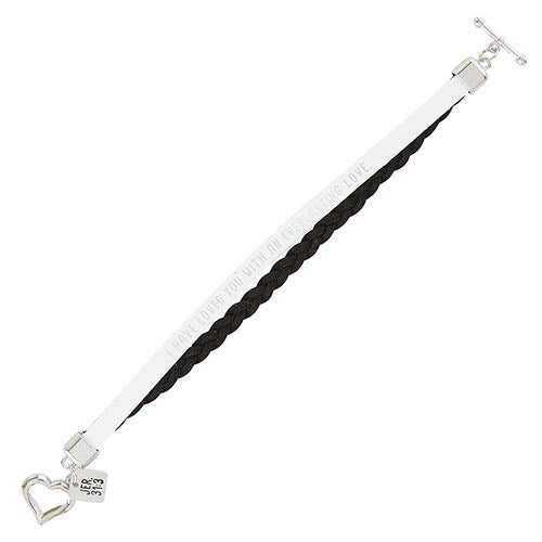 Bracelet-Wrapped In Love w/Heart Clasp-Black & White