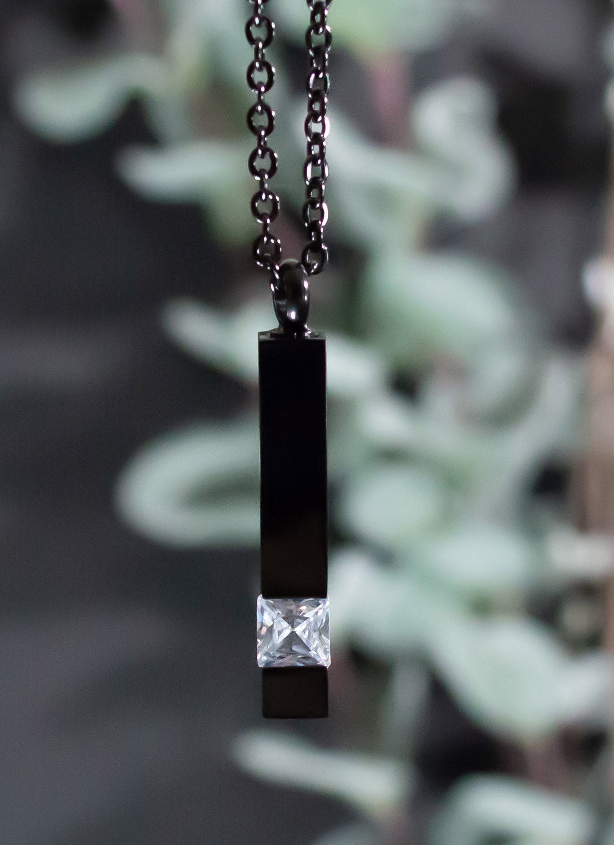 Necklace-Bar Urn Necklace-Black