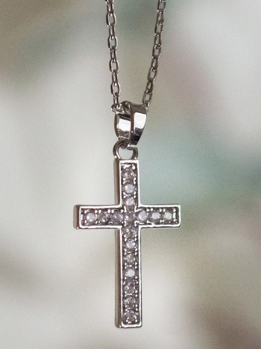 Necklace-Cross Necklace-Silver