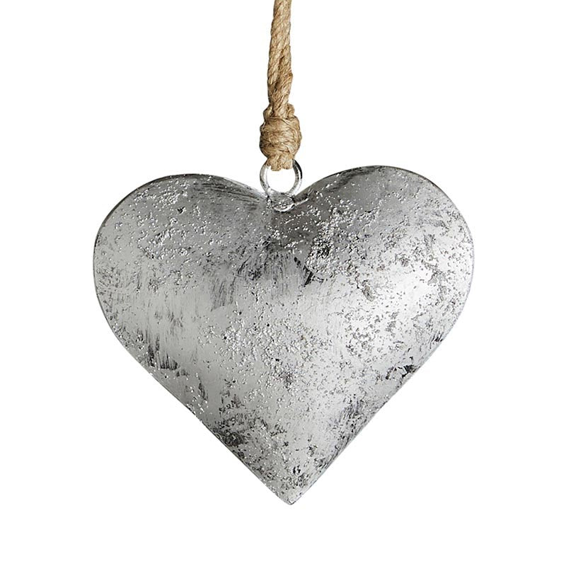 Ornament-Small Silver Antique Heart ((1.5" X 4")