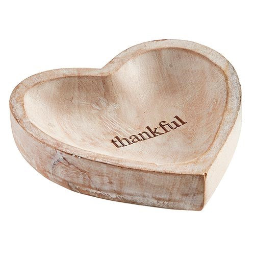 Wooden Heart Tray-Thankful (6 x 6 x 1.5)