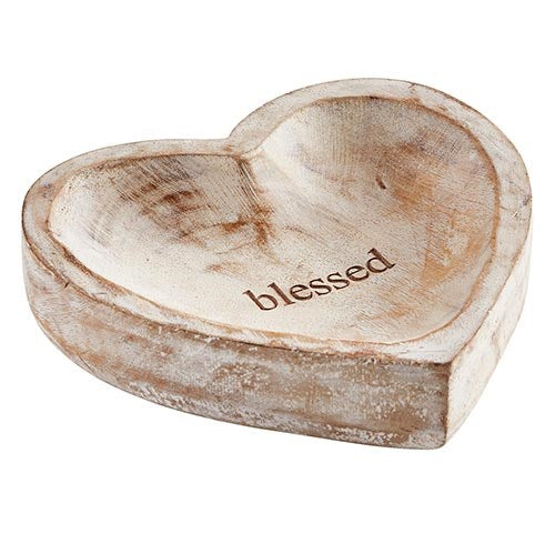 Wooden Heart Tray-Blessed (6 x 6 x 1.5)