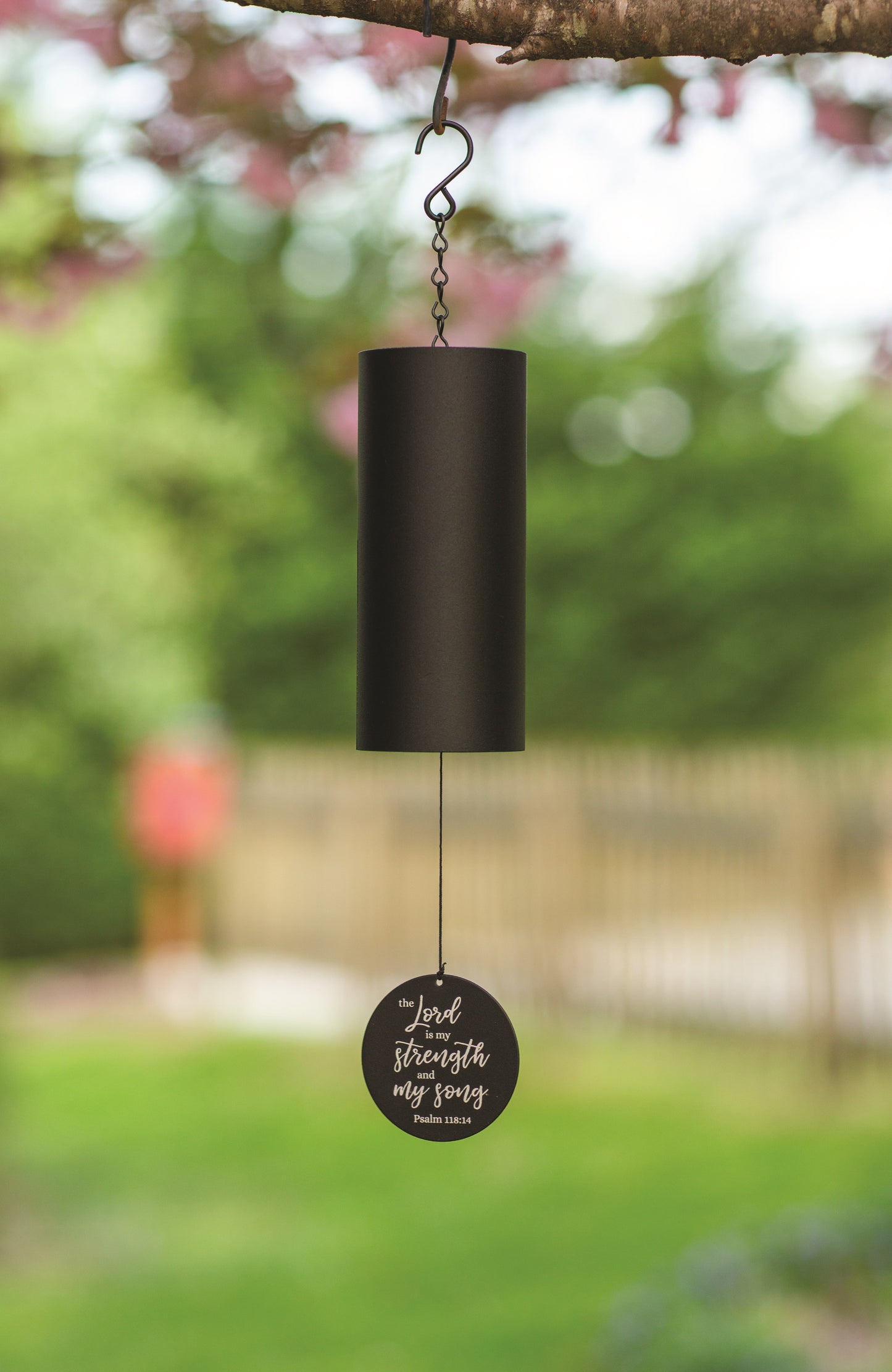 Wind Chime-Cylinder-The Lord Is My Strength-Bronze (18")