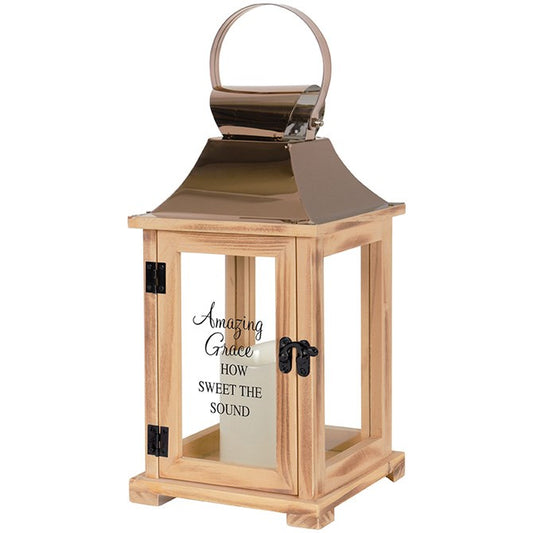 Lantern w/LED Candle & Timer-Amazing Grace (13.5" x 6.25" x 6.25")