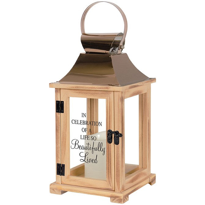 Lantern w/LED Candle & Timer-Beautifully Lived (13.5" x 6.25" x 6.25")