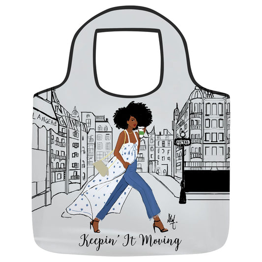 Reusable Grocery Bag-Keepin It Moving (17"W x 21.5" x 2"D) (15-NOV-23=PUB O/S*)