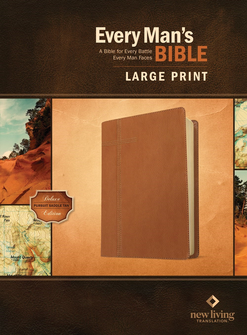 NLT Every Man's Bible/Large Print-Pursuit Saddle Tan LeatherLike