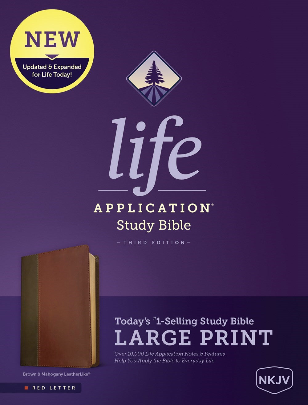 NKJV Life Application Study Bible/Large Print (Third Edition)-Brown/Mahogany LeatherLike