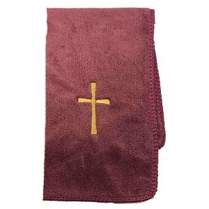 Pastor Towel-Cross-Burgundy Microfiber