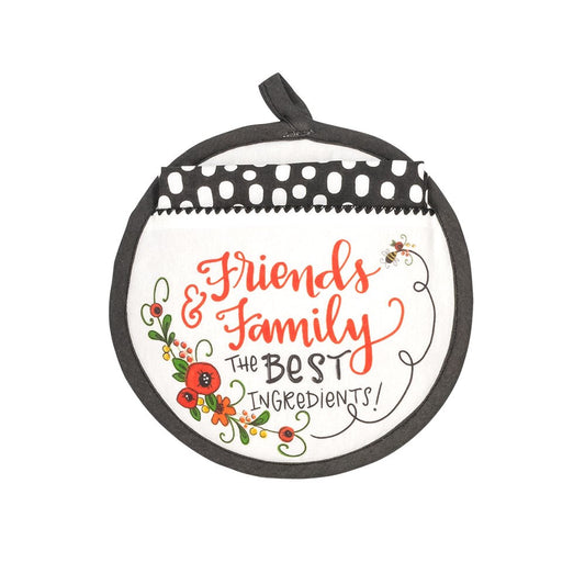 Hot Pad & Tea Towel Set-Friends Family Best Ingredients (9" x 8.5") (Pack Of 2 Sets)