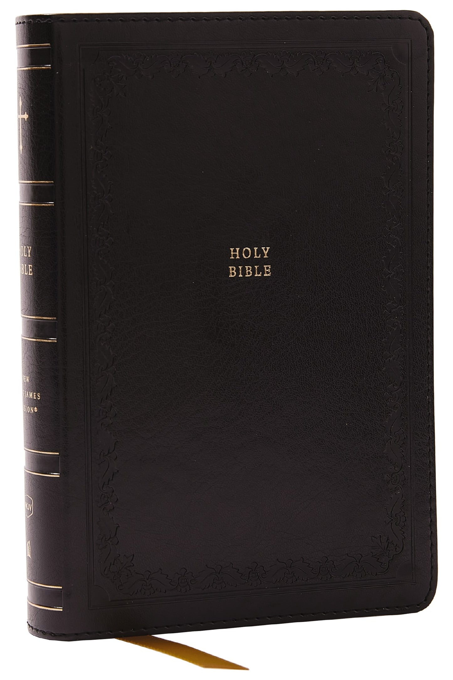 NKJV Compact Paragraph-Style Reference Bible (Comfort Print)-Black Leathersoft