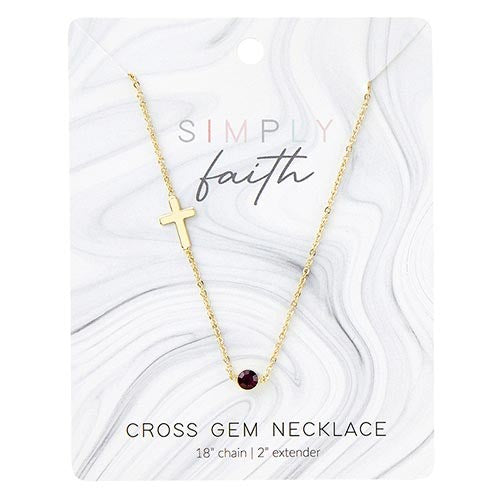 Necklace-Cross Gem-Amethyst