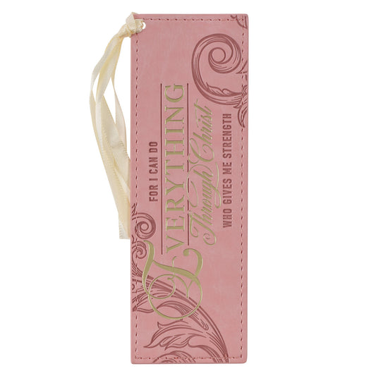 Bookmark-For I Can Do Everything Through Christ (Philippians 4:13)-Fluted Iris Pink Faux Leather