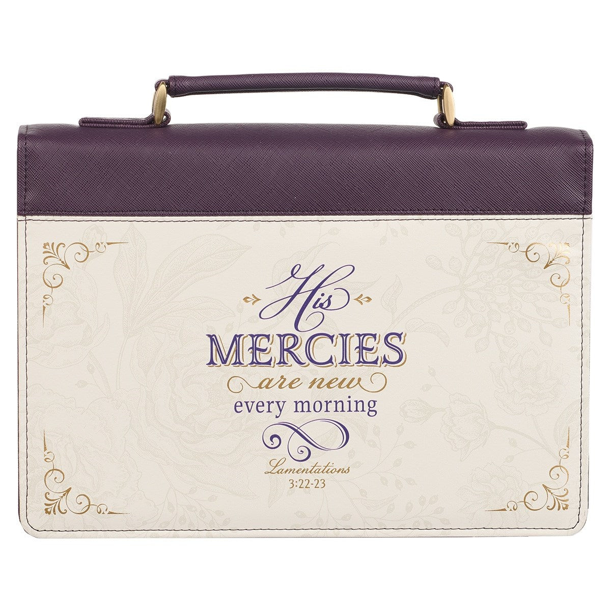 Bible Cover-His Mercies Are New Every Morning (Lamentations 3:22-23)-Dark Amethyst Purple Fashion-Large