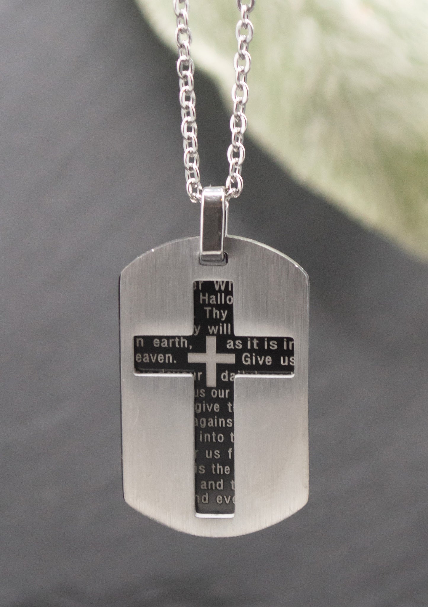 Necklace-Eden Merry-Lord's Prayer Dog Tag (20")