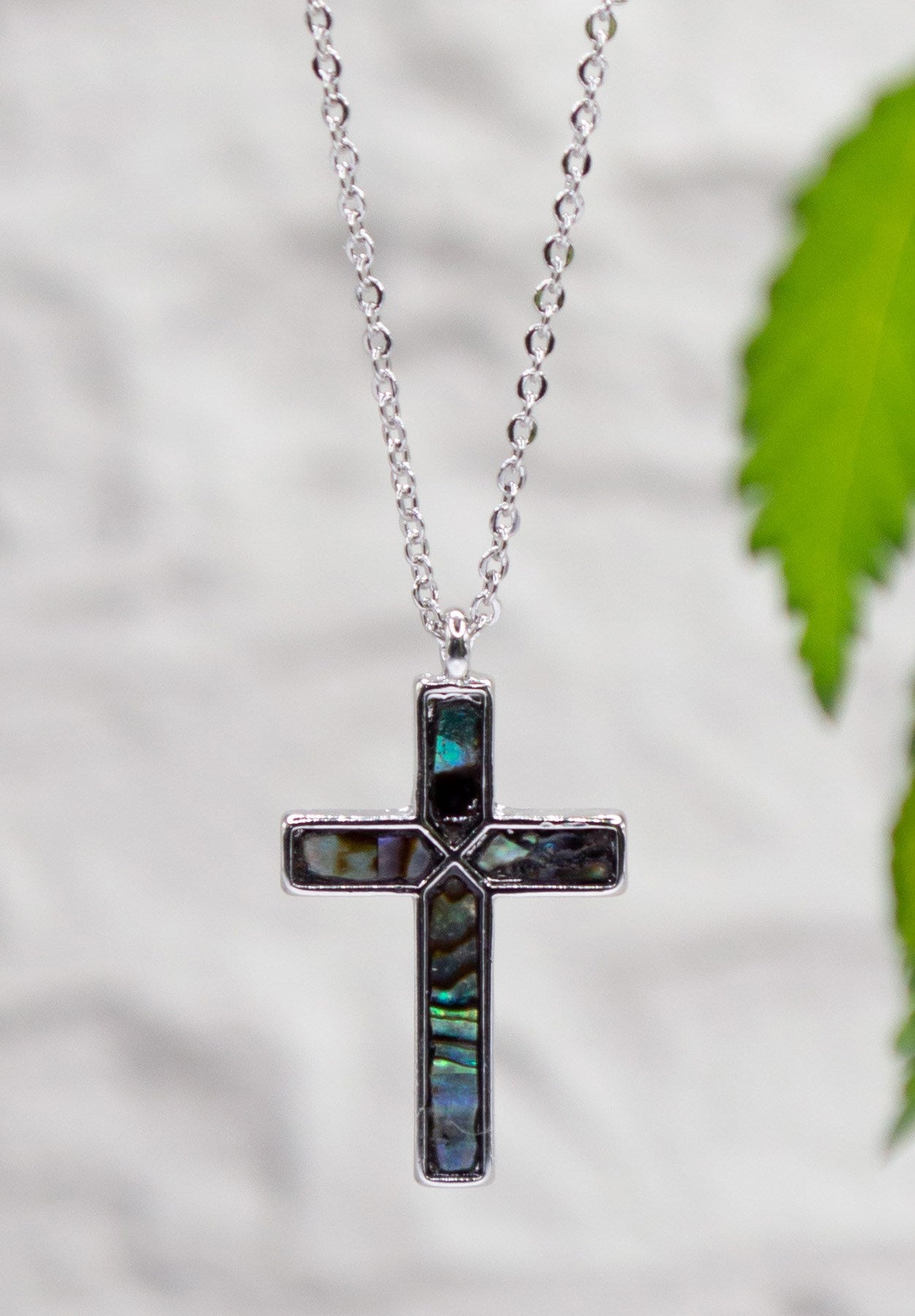 Necklace-Eden Merry-Cross-Abalone