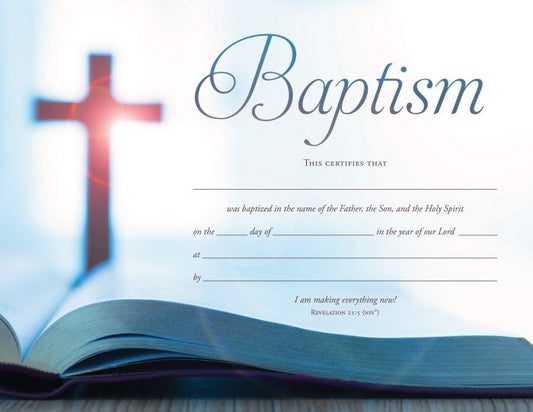 Certificate-Baptism (8-1/2x11  Coated Stock) (Pack Of 6)