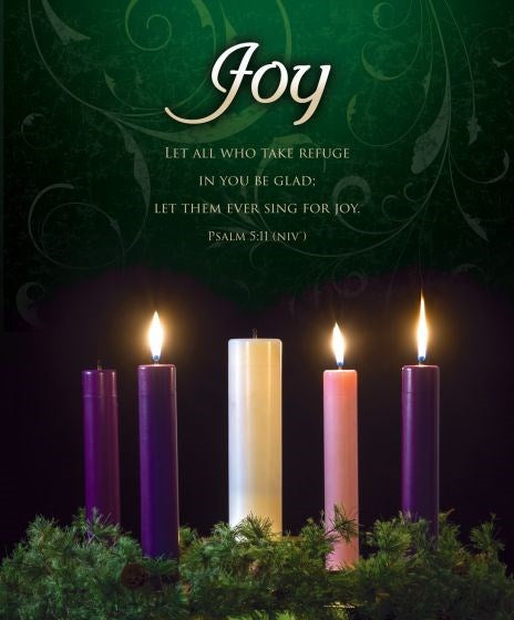 Bulletin-Advent Week 3: Joy (Psalm 5:11  NIV)-Legal Size (Pack Of 100)