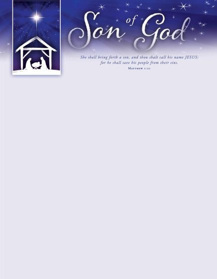 Letterhead-Son Of God (Matthew 1:21  KJV) (Pack Of 100)