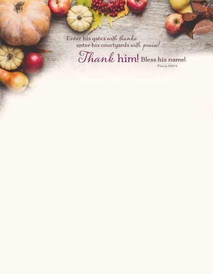 Letterhead-Enter His Gates With Thanks (Psalm 100:4  CEB) (Pack Of 10)