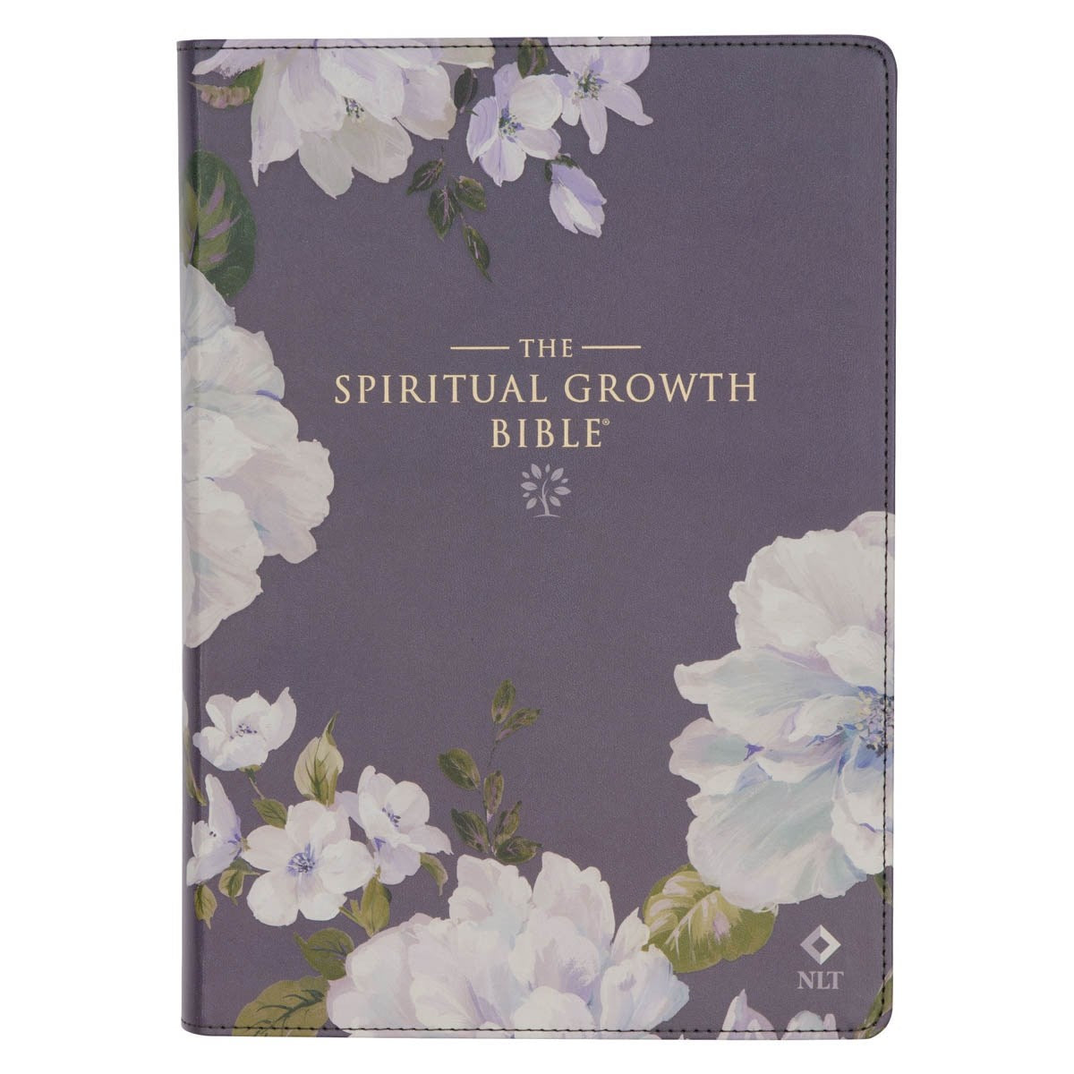 NLT Spiritual Growth Bible-Dusty Purple Floral Faux Leather