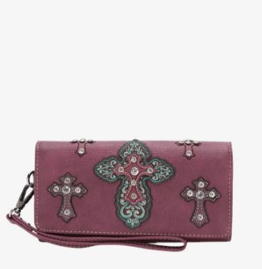 Wallet-Embroidered Multiple Cross-Purple