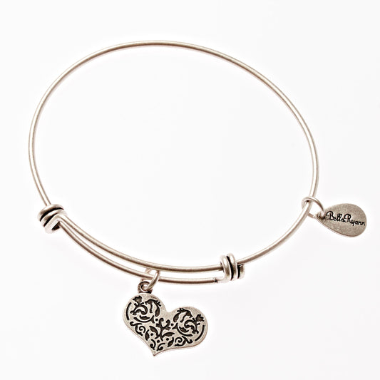 Bracelet-Silver Heart-Bangle