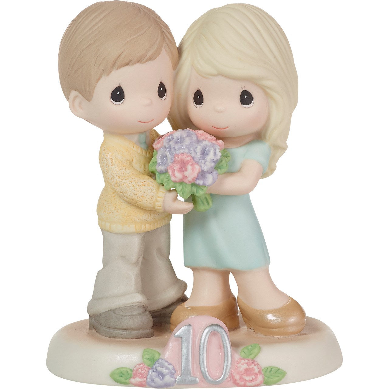 Figurine-Ten Sweet Years Together-Pink & Purple Sweet Peas