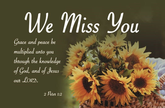 Postcard-We Miss You/Grace And Peace Be Multiplied Unto You (Pack Of 25)