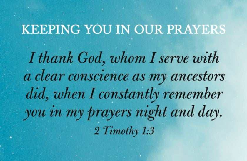 Postcard-Keeping Your In Our Prayers (Pack Of 25)