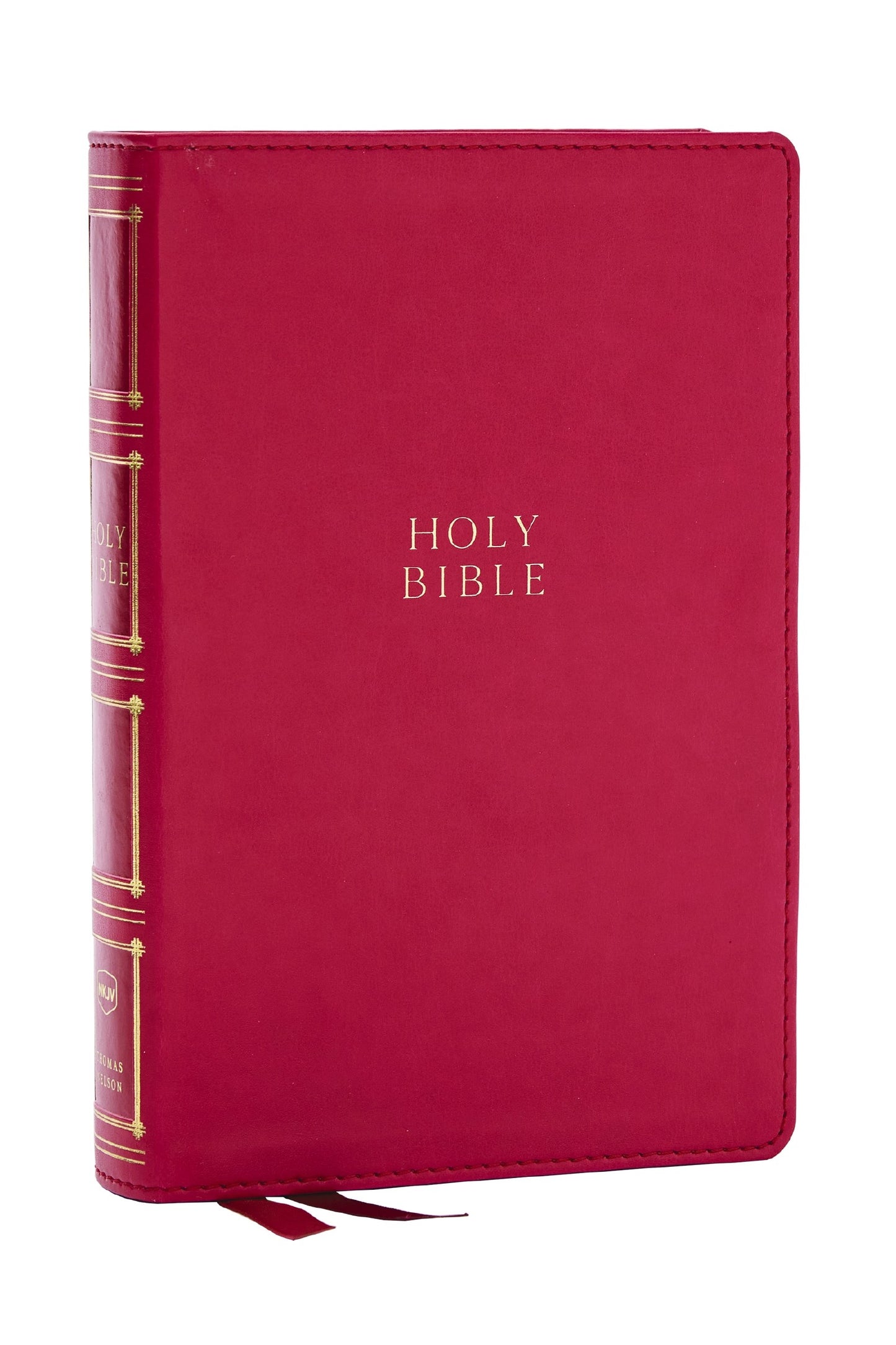 NKJV Compact Center-Column Reference Bible (Comfort Print)-Dark Rose Leathersoft Indexed