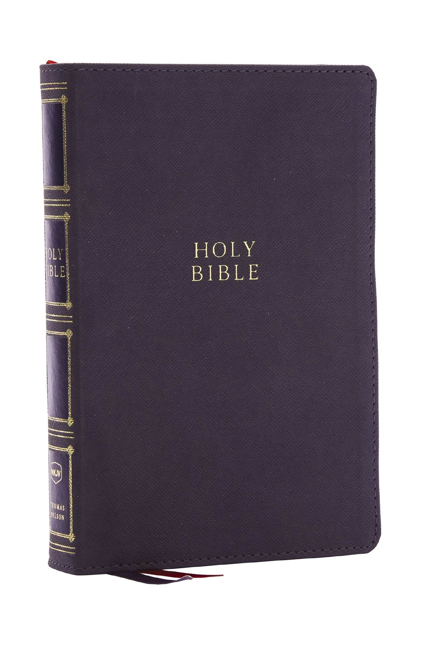 NKJV Compact Center-Column Reference Bible (Comfort Print)-Gray Leathersoft