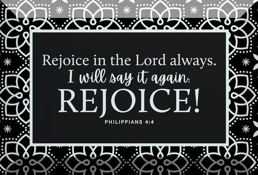 Glass Plaque-Rejoice In The Lord (6 x 4)